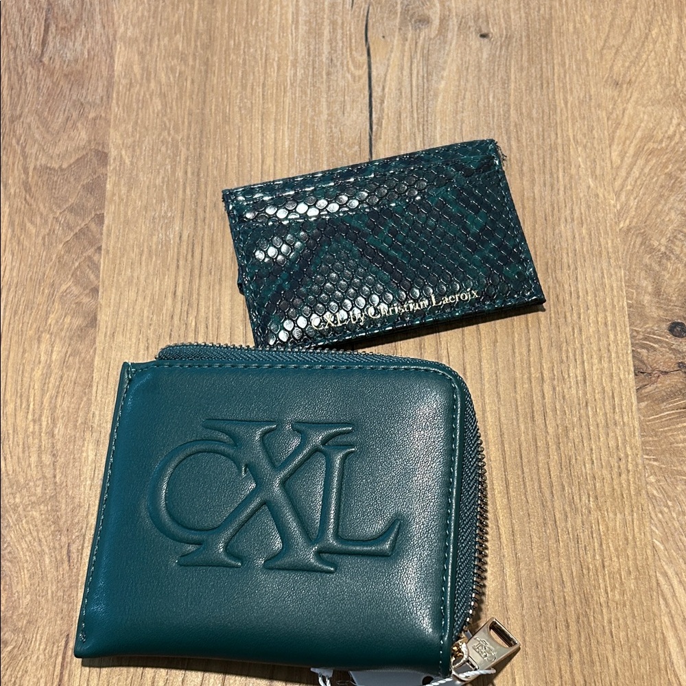 CXL Christian Lacroix Viere Green Python Smooth Zip Around Faux Leather Wallet - Picture 3 of 9